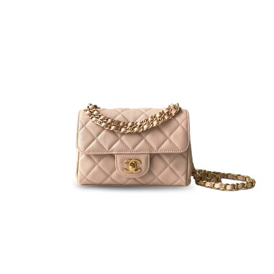 CHANEL CAVIAR DOUBLE CHAIN FLAP BAG AS5239 (18*13*5.5cm)
